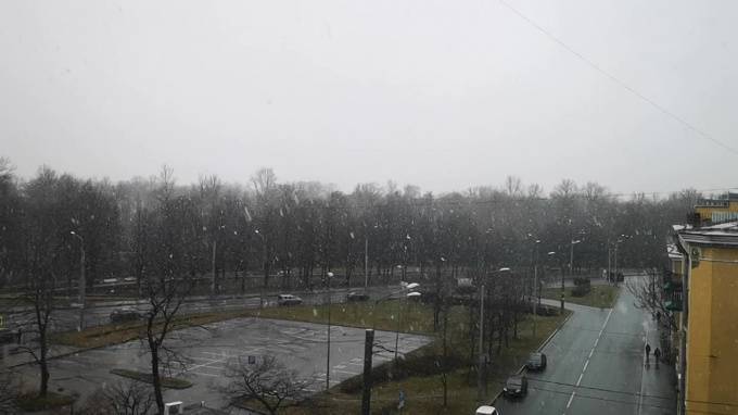 В Петербурге утром 20 марта выпал снег