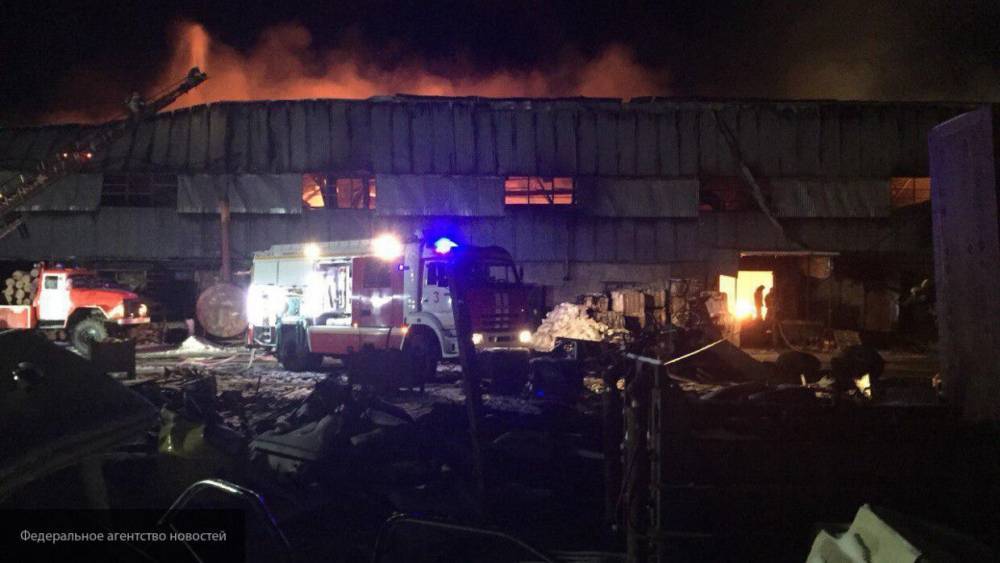 Крупный пожар произошел на складе в Подмосковье