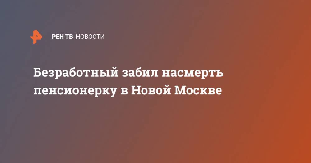 Безработный забил насмерть пенсионерку в Новой Москве