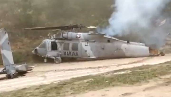 Очевидец запечатлел на видео момент фатального крушения военного вертолета