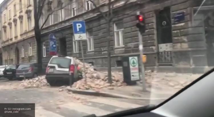 Последствия разрушительного землетрясения в Хорватии попали на видео