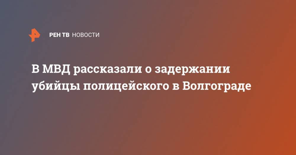 В МВД рассказали о задержании убийцы полицейского в Волгограде