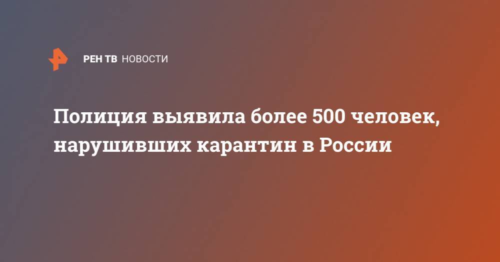 Полиция выявила более 500 человек, нарушивших карантин в России