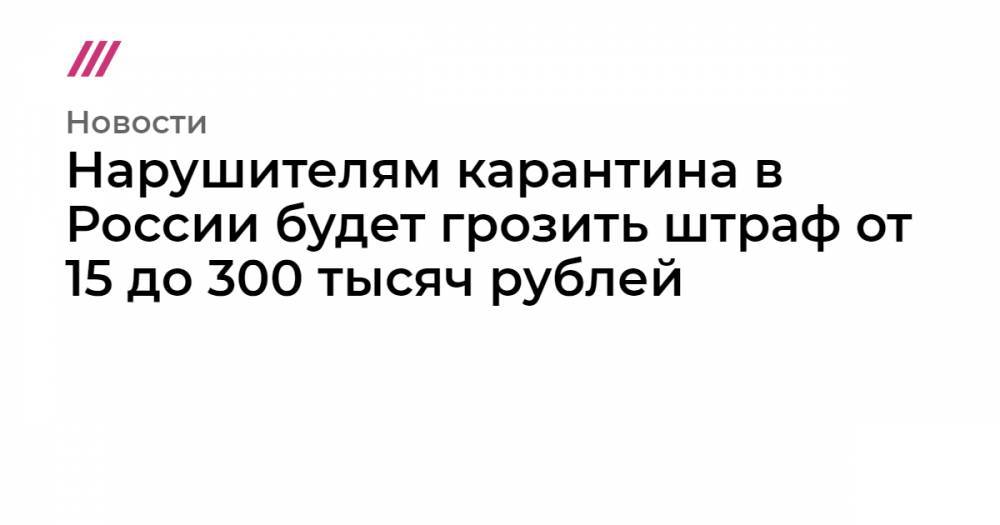 Нарушителям карантина в России будет грозить штраф от 15 до 300 тысяч рублей