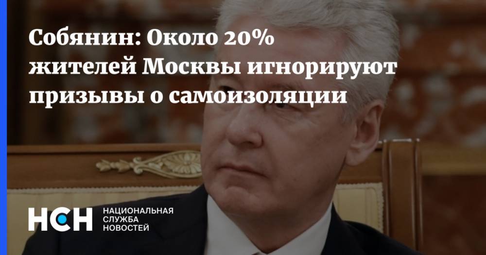 Собянин: Около 20% жителей Москвы игнорируют призывы о самоизоляции