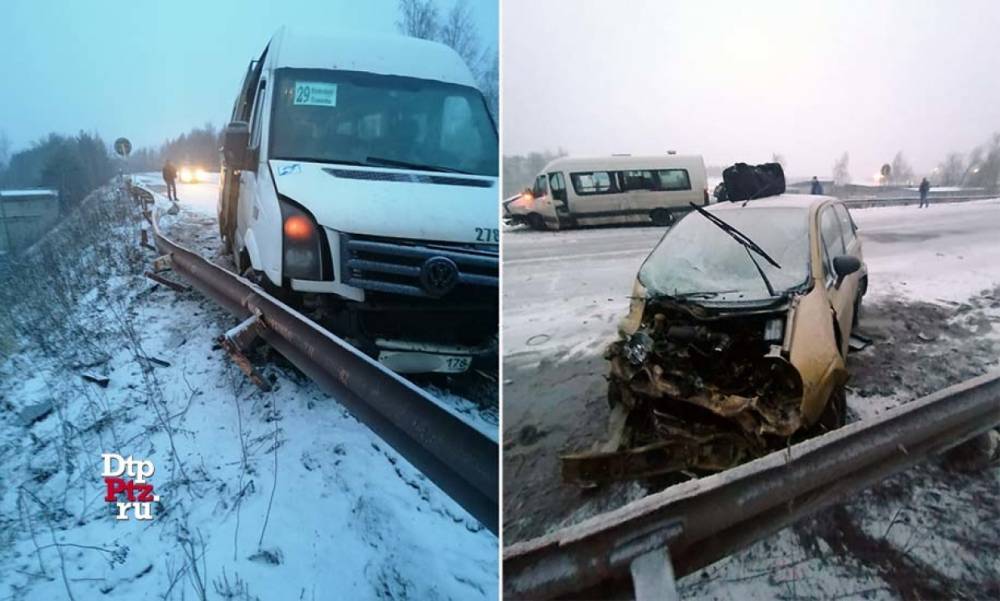 На Пряжинском шоссе 20-летний водитель протаранил автобус