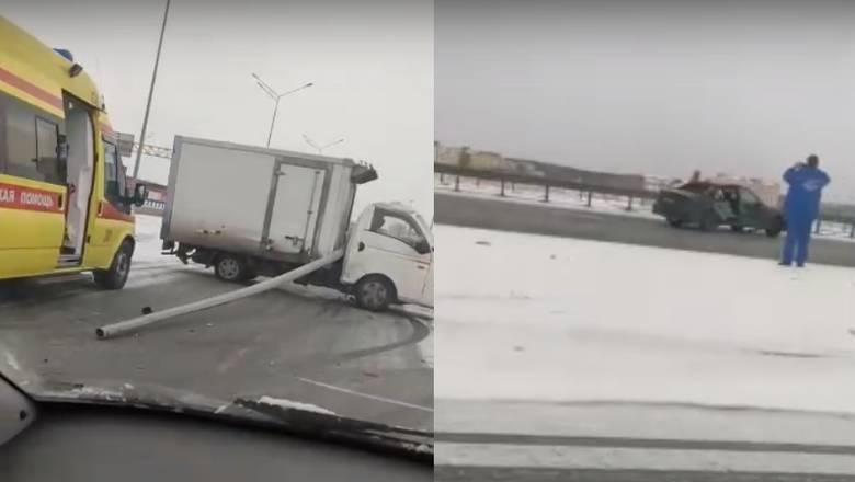В Тюмени грузовик частично перекрыл движение на Федюнинского после ДТП