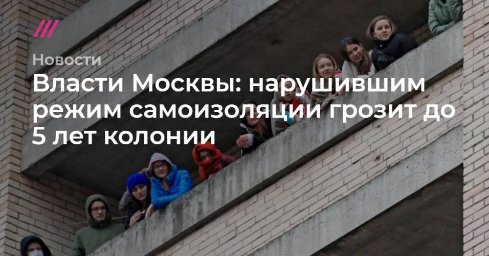 Власти Москвы: нарушившим режим самоизоляции грозит до 5 лет колонии