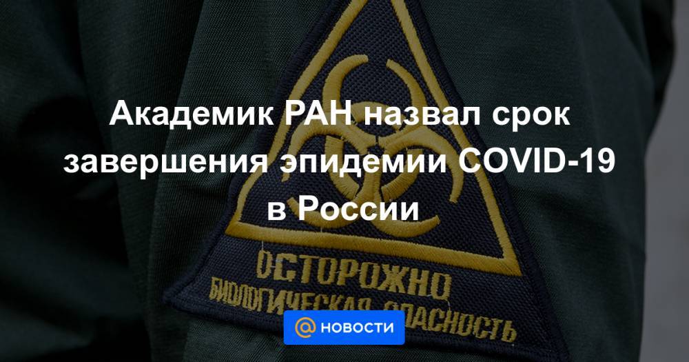 Академик РАН назвал срок завершения эпидемии COVID-19 в России