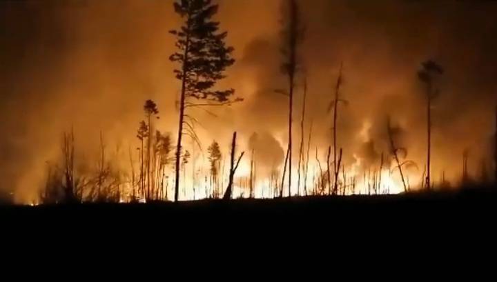Стена огня: на видео сняли лесной пожар, подошедший к населенным пунктам в Забайкалье
