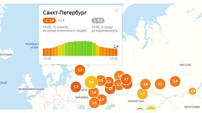 Индекс самоизоляции петербуржцев в среду просел до 2,4 баллов