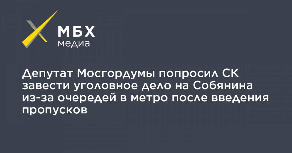 Депутат Мосгордумы попросил СК завести уголовное дело на Собянина из-за очередей в метро после введения пропусков
