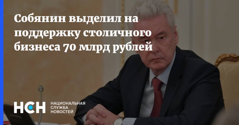 Собянин выделил на поддержку столичного бизнеса 70 млрд рублей