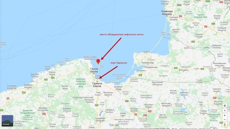 У берегов Польши обнаружено огромное нефтяное пятно