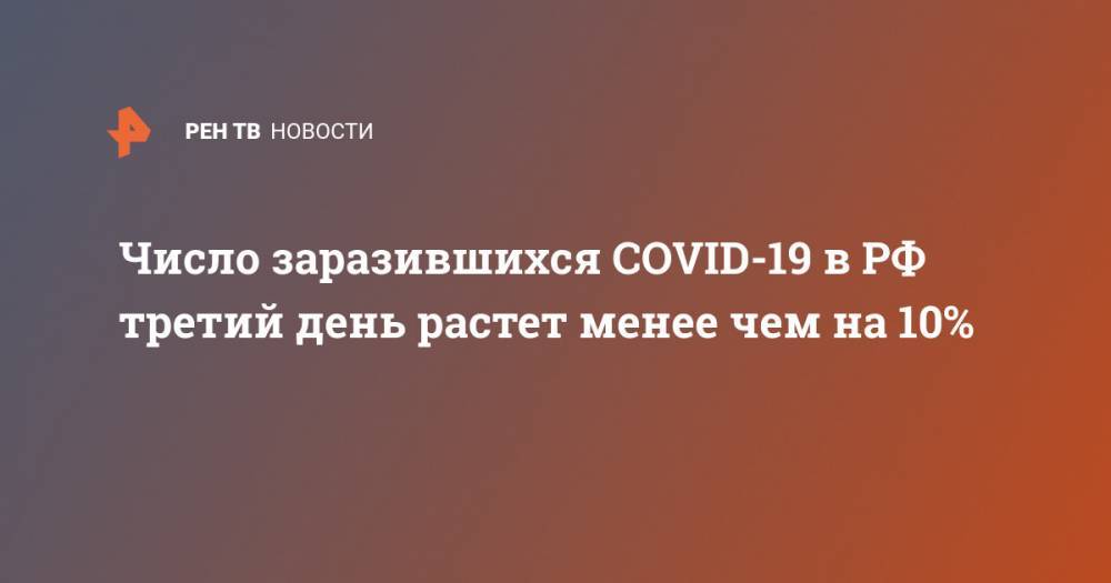Число заразившихся COVID-19 в РФ третий день растет менее чем на 10%