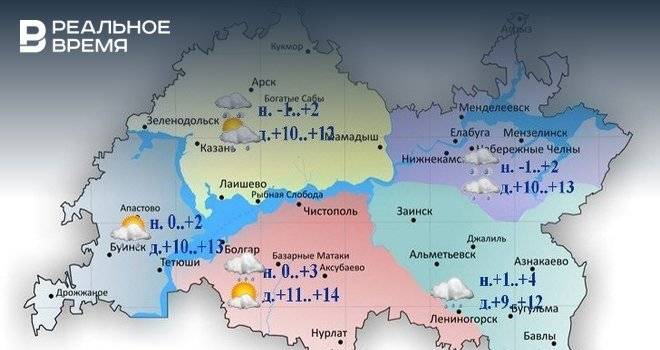 Синоптики Татарстана обещают порывистый ветер и мокрый снег
