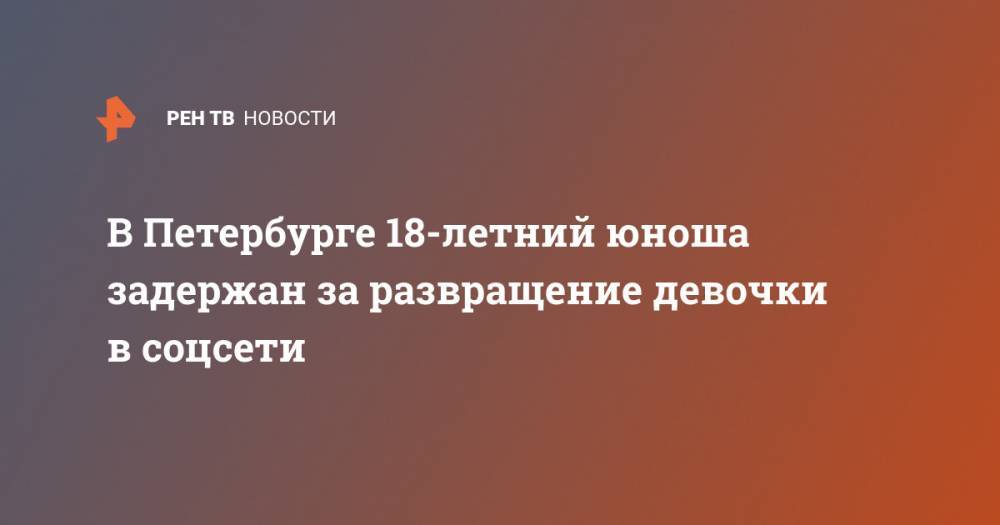 В Петербурге 18-летний юноша задержан за развращение девочки в соцсети
