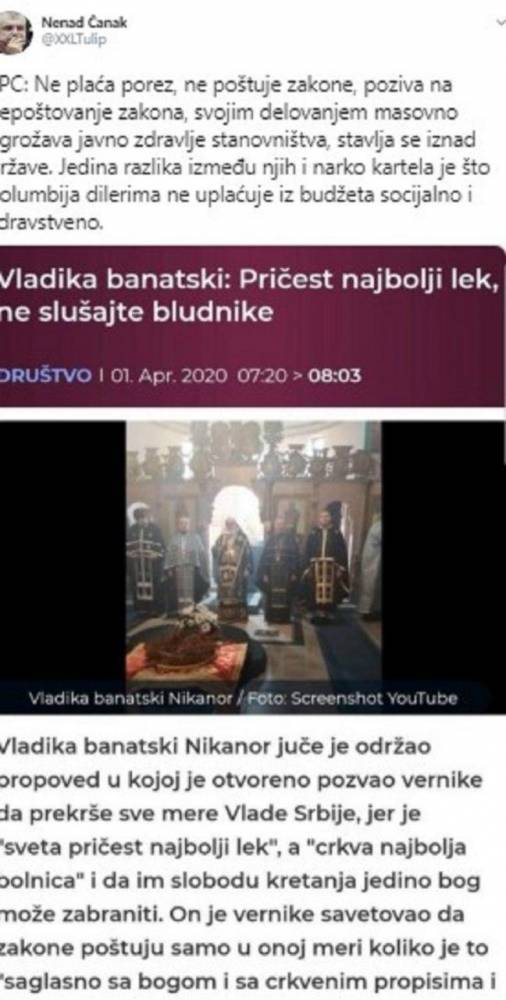 В Сербии лидер воеводинских сепаратистов сравнил церковь с...