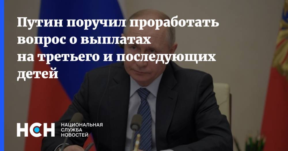 Путин поручил проработать вопрос о выплатах на третьего и последующих детей