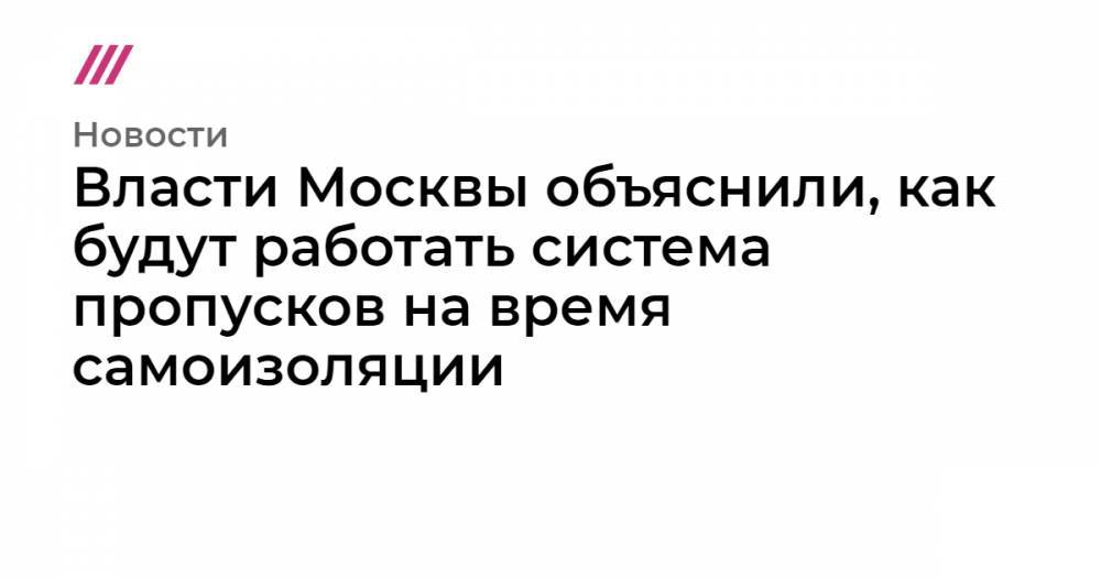 Власти Москвы объяснили, как будут работать система пропусков на время самоизоляции