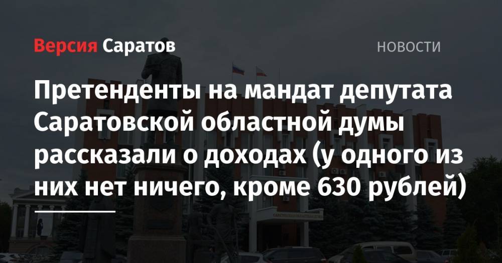 Претенденты на мандат депутата Саратовской областной думы рассказали о доходах (у одного из них нет ничего, кроме 630 рублей)