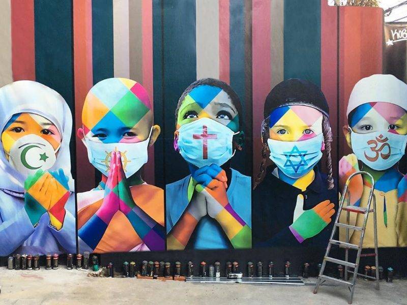 Разлука, в которой мы вместе. Бразильский уличный художник создал картину волнующую всех