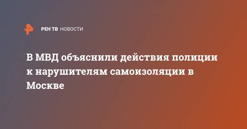 В МВД объяснили действия полиции к нарушителям самоизоляции в Москве