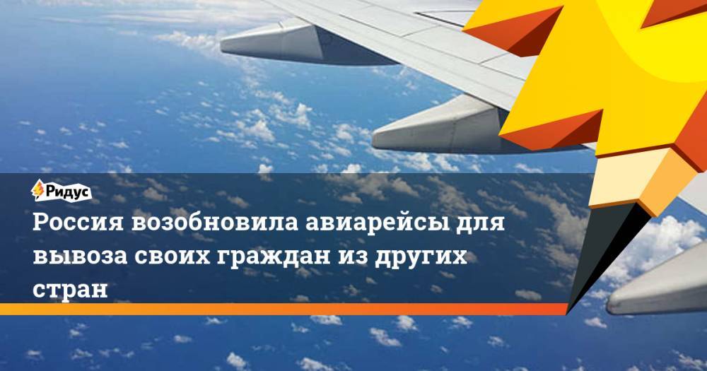 Россия возобновила авиарейсы для вывоза своих граждан из других стран
