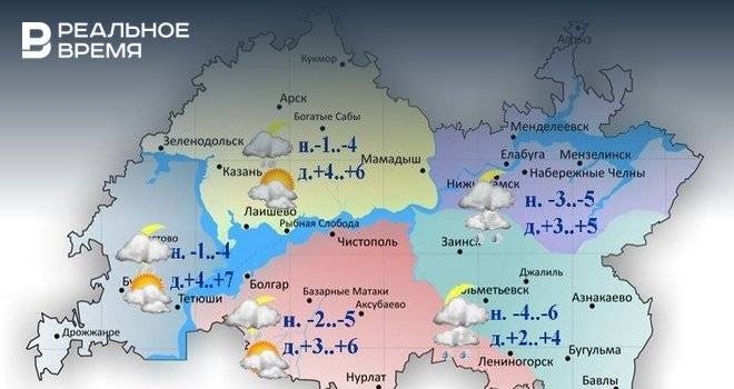 Сегодня в Татарстане ожидается снег и до +7 градусов