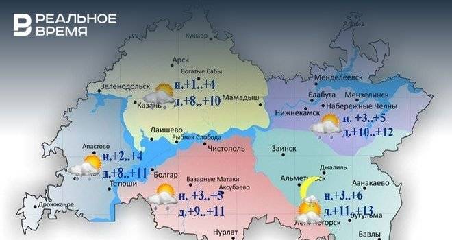 В Татарстане ожидается дождь и до +13°С