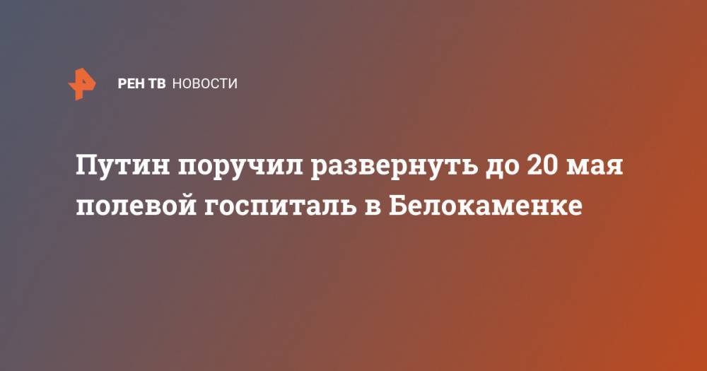 Путин поручил развернуть до 20 мая полевой госпиталь в Белокаменке