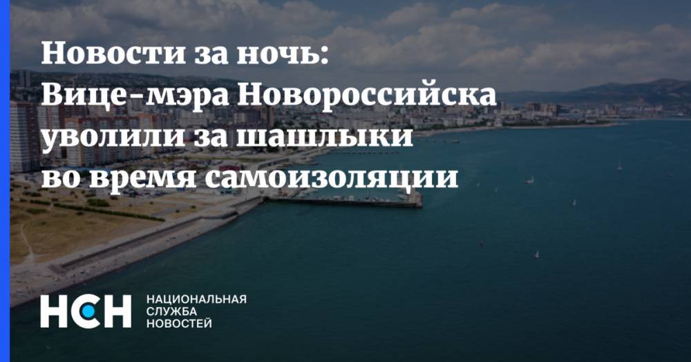 Новости за ночь: Вице-мэра Новороссийска уволили за шашлыки во время самоизоляции