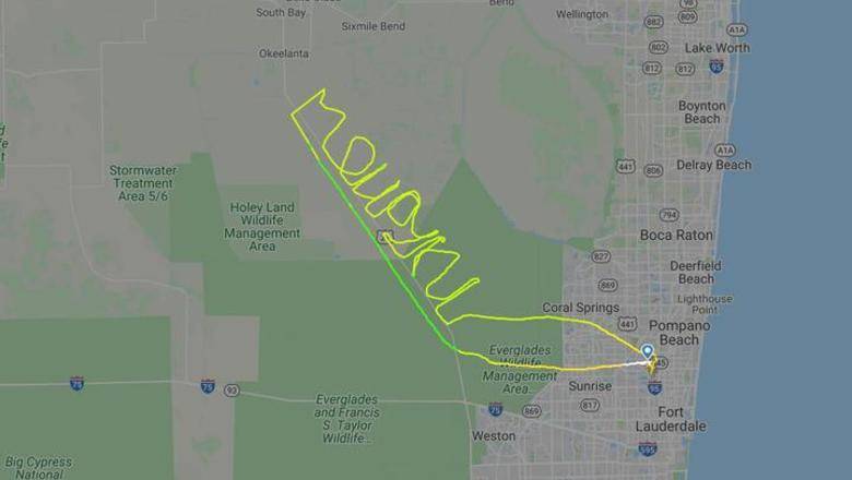 В небе над Флоридой самолет вывел надпись по-русски "Мой руки"
