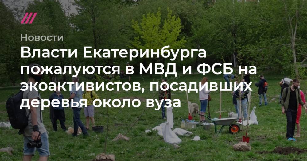 Власти Екатеринбурга пожалуются в МВД и ФСБ на экоактивистов, посадивших деревья около вуза