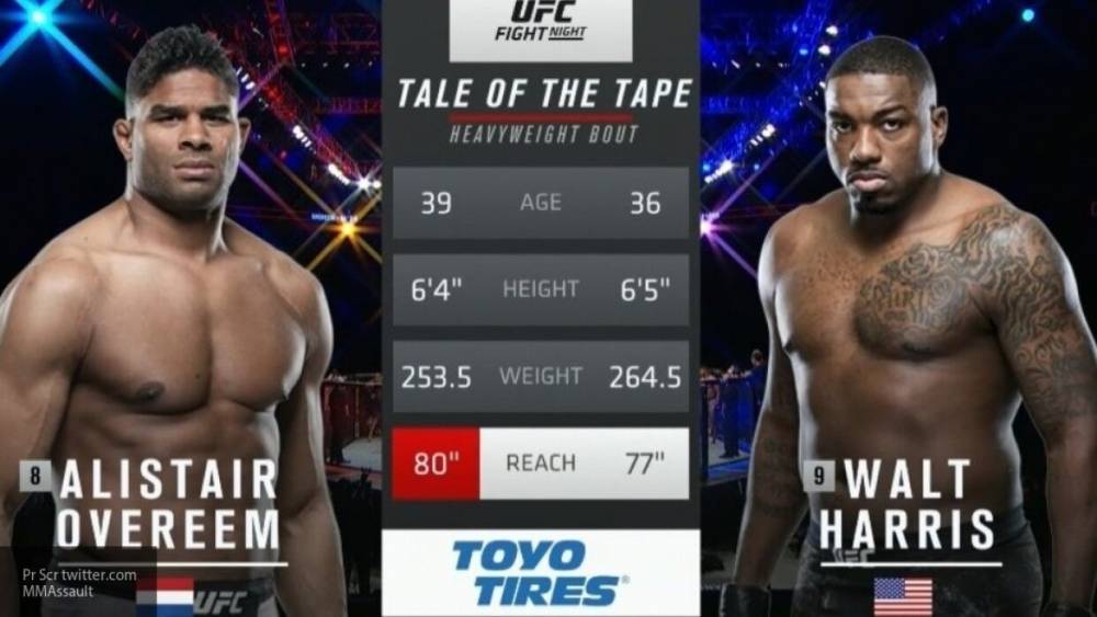 Оверим техническим нокаутом одолел Харриса в главном бою UFC Fight Night 172