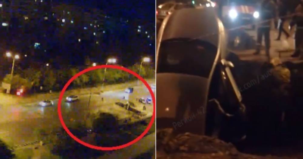 "Просто ужас": камера сняла, как легковушка влетела в яму в Кемерове