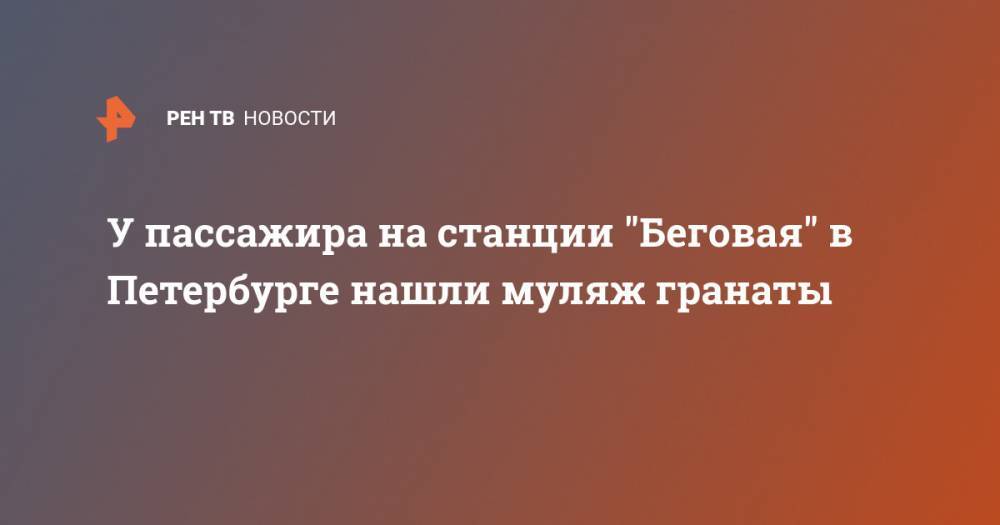 У пассажира на станции "Беговая" в Петербурге нашли муляж гранаты