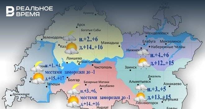 Сегодня в Татарстане ожидается небольшой дождь и до +17 градусов