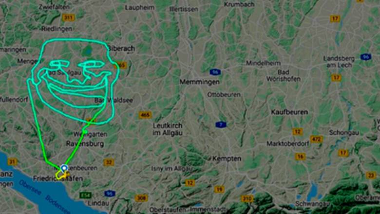 Пилот изобразил исполинский мем в небе над Германией
