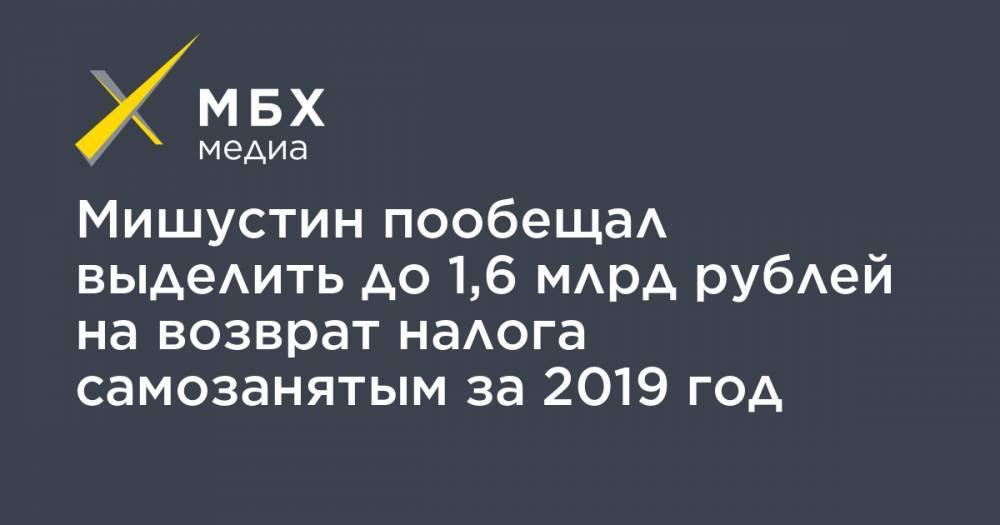 Мишустин пообещал выделить до 1,6 млрд рублей на возврат налога самозанятым за 2019 год
