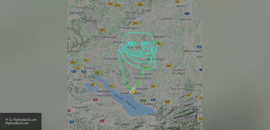Пилот "нарисовал" популярный интернет-мем в небе над Германией