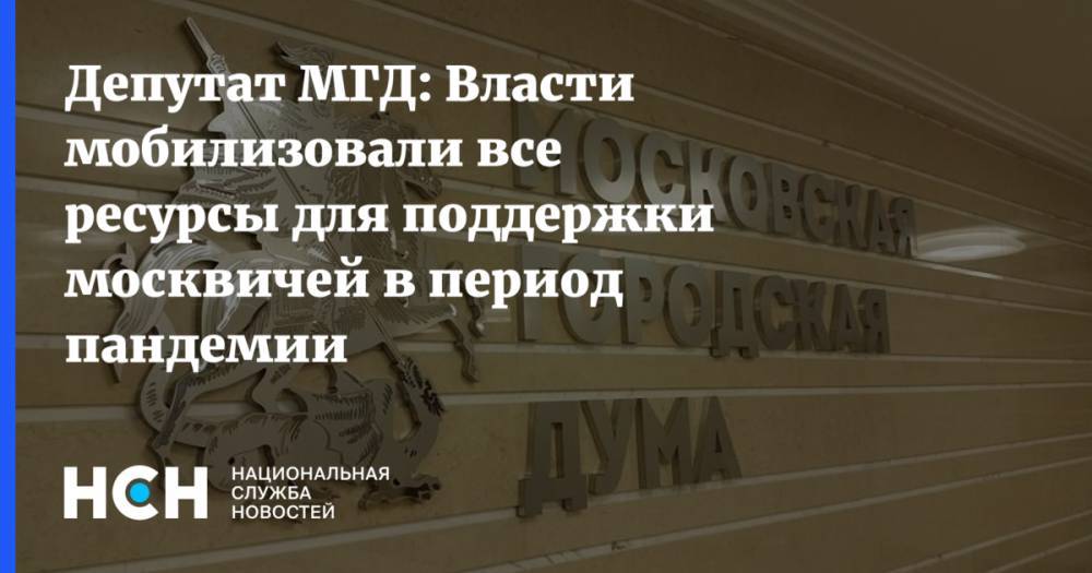 Депутат МГД: Власти мобилизовали все ресурсы для поддержки москвичей в период пандемии