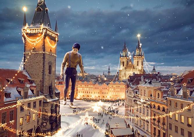 Видео: в Праге сняли сказочную рекламу о любви и великанах