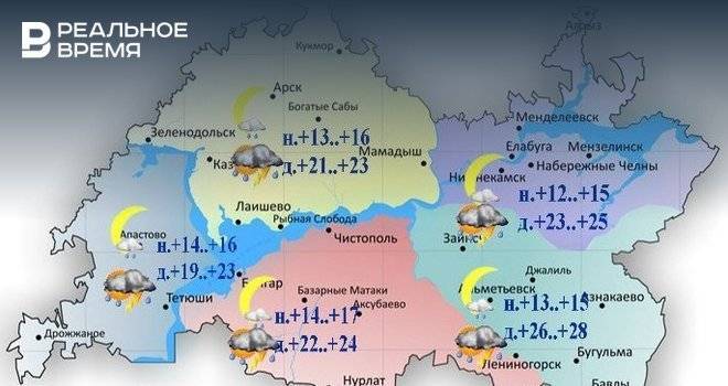 В первый день лета в Татарстане ожидается сильный ветер и гроза
