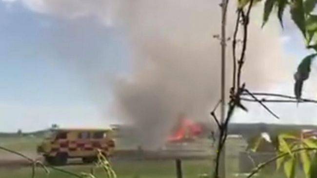 В Казахстане загорелся самолет