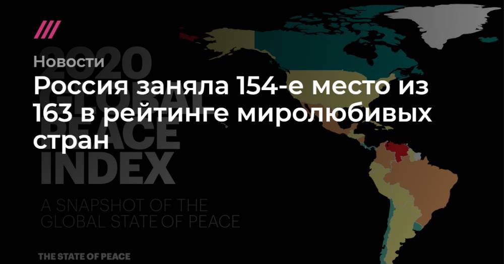 Россия заняла 154-е место из 163 в рейтинге миролюбивых стран