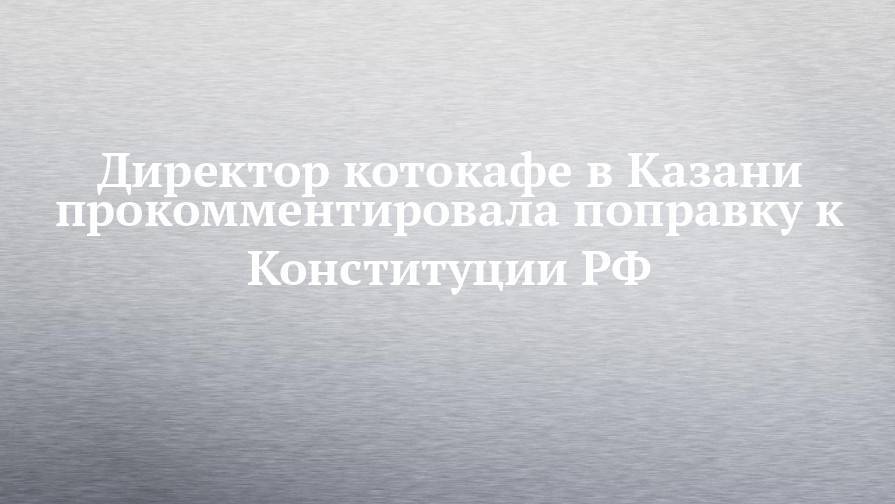 Директор котокафе в Казани прокомментировала поправку к Конституции РФ