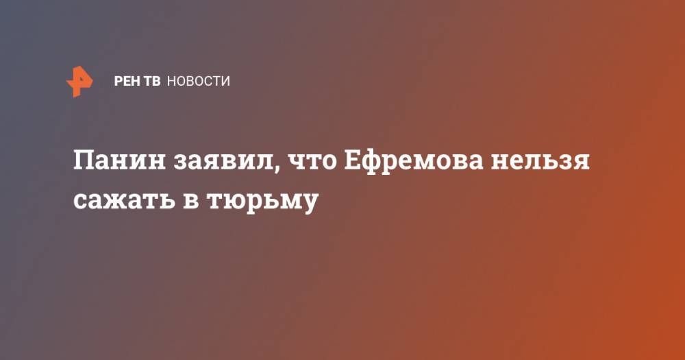 Панин заявил, что Ефремова нельзя сажать в тюрьму