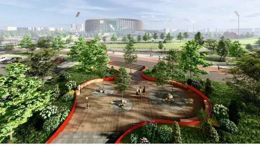 Более 5 тыс. деревьев и кустарников высадят у нового дворца спорта в Петербурге