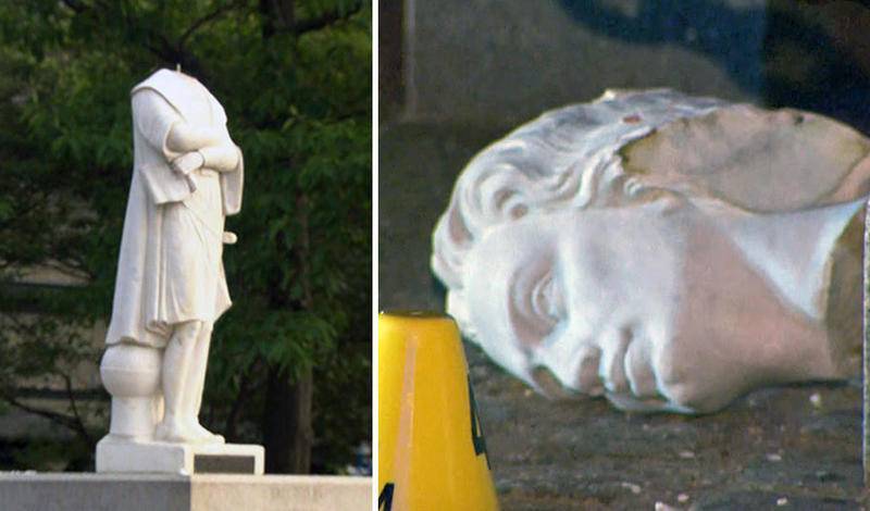 Христофор Колумб - Джордж Флойд - Участники протестов обезглавили статую Христофора Колумба в Бостоне - newizv.ru - США - Бельгия - Бостон - Конго - Антверпен - Миннеаполис